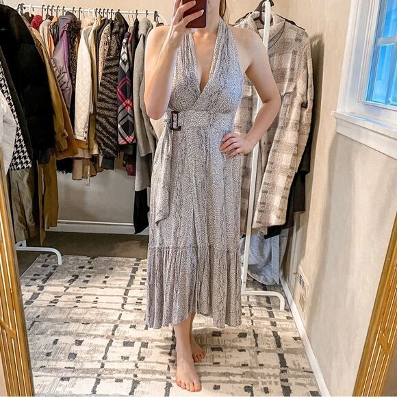 Anthropologie Marfa Snakeskin Grey Midi Dress 2 - Picture 12 of 13